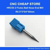 จัดส่งฟรี 5 ชิ้น / ชุด R0.5 Real HRC55 2 ขลุ่ยลูกจมูกปลายโรงสีเครื่องตัด CNC เราเตอร์บิต 4 * 1 * 50 มม