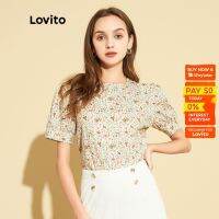 COD dhdfxcz Lovito Casual Floral Crisp Lightweight And Breathable Blouses L25ED016 (Multi-Color)