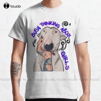 Busy Thinking About Funny Doggy Classic T-Shirt Mens T Shirts Casual Custom Aldult Teen Unisex Digital Printing Tee Shirts