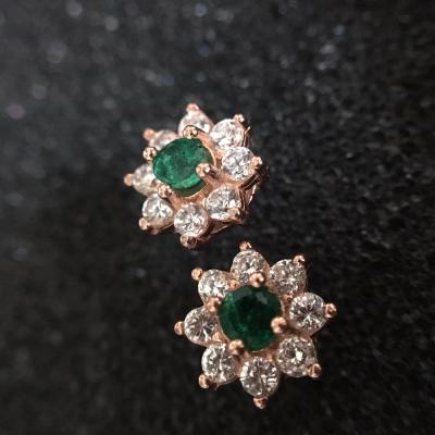 Natural emerald stud earring Natural and real emerald 925 sterling silver 2pcs gems For men or women jewelry