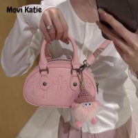 Movi Katie กระเป๋าสะพายไหล่แฟชั่นสำหรับผู้หญิงใหม่กระเป๋าสะพายข้างกระเป๋าถือโบล์ลิ่งสีชมพูกระเป๋าขนาดเล็กกระเป๋าพาดลำตัวสะพายไหล่เส้นเดียวสไตล์เกาหลี