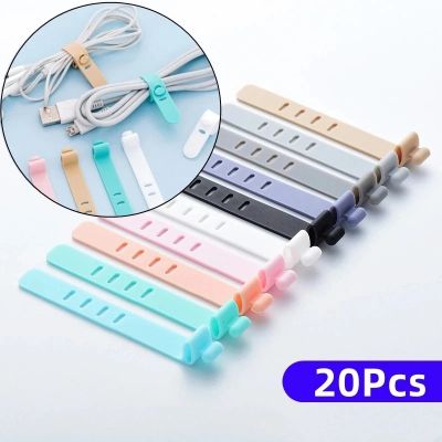 4/20PCS Silicone Cable Organizer Winder Straps Earphone Clip Charger Cord Organizer Management Wire Cord Fixer Holder Cable Tie