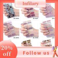 INFILARY 4ชุดสีเจลไล่ระดับสีแบบกึ่งเคลือบเจลสติ๊กเกอร์ติดเล็บศิลปะเล็บฝรั่งเศส16แถบเจลห่อเล็บแบบเต็มรูปแบบง่ายต่อการกำจัดเล็บเจลขัดเล็บแถบทำเล็บแบบทำมือ