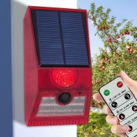 Solar Sound Alert Flash Warning Sound Light Alarm Motion Sensor 129db Decibels Siren Strobe Security Light Alarm System For Farm【LY Lighting】