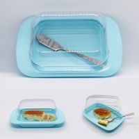 Butter Box Sealing with Wood Lid Knife Food Dish Ceramic Keeper Tool Cheese Storage Tray Plate Container for Restaurant Kitchen