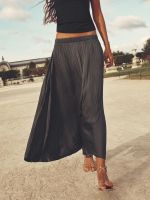 △ ZARA autumn new style versatile high waist elastic waist pleated skirt long skirt 0002240 802