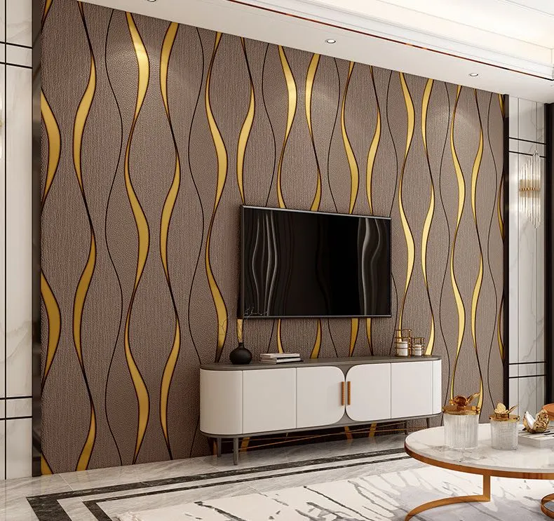 Modern Living Room With A Geometric Living Room Wallpaper Background, 3d  Modern Geometric Mural Wallpaper, Golden Lines In Colorful Triangles  Background, For Wall Decor Background Image And Wallpaper for Free Download