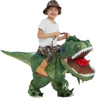 Inflatable Dinosaur Costume Riding T Rex Air Blow Up Funny Party Halloween Costume For Kids