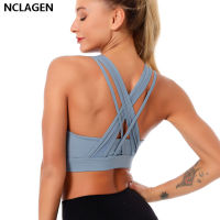 Sport Bra Padded High Support Crop Top Women Push Up Training Solid Yoga Bra Impact Fitness Gym Vest Workout Underwear NCLAGEN