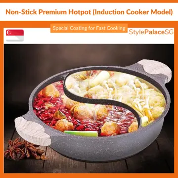 Chinese Hot Pot with Lid Thicken Stainless Steel 2 In 1 Divided Hotpot  Kitchen Cooking Pan