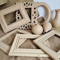 【CW】 2Pcs Parts Carved Wood Photo Frames Mirror Frame