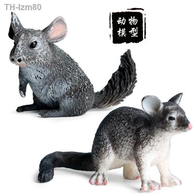 🎁 ของขวัญ Childrens solid simulation animal model rats possum long tail hair silk rat totoro plastic toy animals furnishing articles