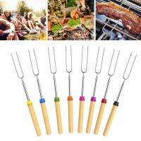 【Ready Stock】 ✇▤ D50 8PCS Stainless Steel BBQ Barbecue Fork Retractable Fork 32 Inch Barbecue Tool Willkey