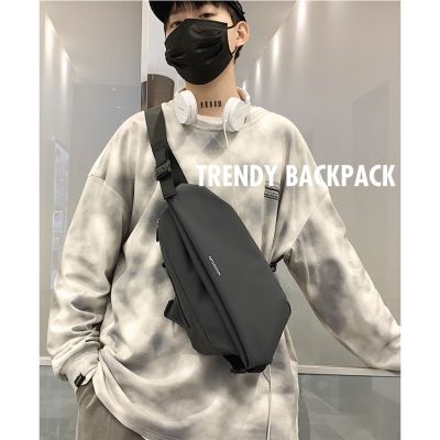 HAOSHUAI New Style Trendy Mens Chest Bag Fashion Casual Shoulder Multifunctional Waterproof Messenger