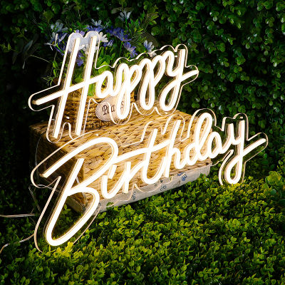 Happy Birthday Led Neon Sign Custom Night Light Sign for Birthday Party Decor Oh Baby Neon Light Lets Party Home Hanging Decor