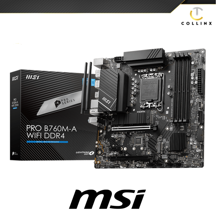 MSI PRO B760MA WIFI DDR4 Motherboard Lightning Gen4 Solution WiFi