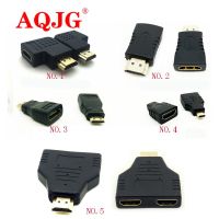 HDMI ตัวผู้ไปเป็นตัวเมียอะแดปเตอร์ตัวแปลงตัวขยายสัญญาณ90องศาตัวแยก HDMI 2 In 1 Mini HDMI Micro สำหรับอะแดปเตอร์ HDTV Hdmi 1080P