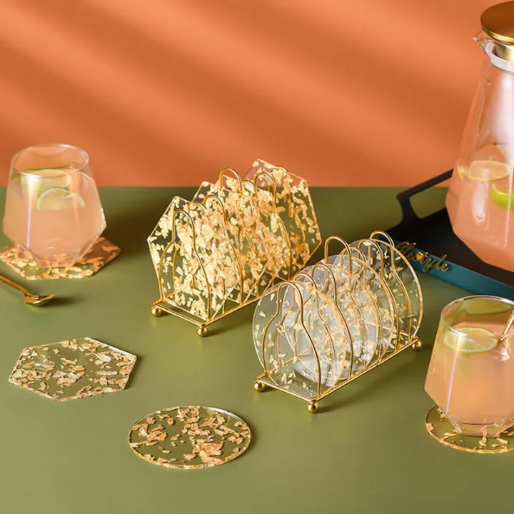 1pc-acrylic-gold-foil-coaster-heat-insulation-table-mat-cup-pads-tea-cup-coffee-mug-coaster-hot-sale-2022