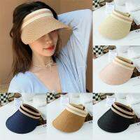 New Fashion Woman Sun Hats Female outdoor Visor beach Caps Brethable Empty Top Straw Cap Female Anti-UV Beach cap