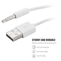 3.5mm Plug Audio AUX to USB 2.0 Plug Adapter Charging Cable 1M White