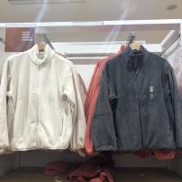 UNIQLO เสื้อแจ็คเก็ตห้องลองเสื้อผ้าฟลีซกันลมสำหรับผู้หญิง,เสื้อแจ็คเก็ตคอชุดไฮไลท์ซิปแจ็คเก็ตแขนยาวให้ความอบอุ่นสำหรับฤดูหนาวและทุกวัน