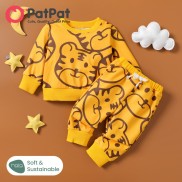 PatPat 2pcs Baby Girl Boy Tiger-patterned Set