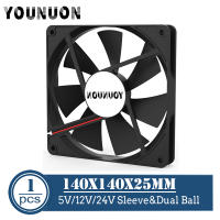 YOUNUON DC 140MM 5V 12V 24V 2PIN USB 140x140x25mm Dual Ball PC Brushless เคส พัดลมระบายความร้อน 14025 14CM CPU ตู้คูลเลอร์พัดลม-kxodc9393