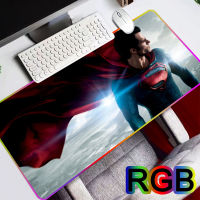 Superman RGB Desk Mat Gaming Mouse Pad LED Light Speed Computer Mousepad Company Pc Gamer Rug Keyboards Accessories Mausepad Carpet