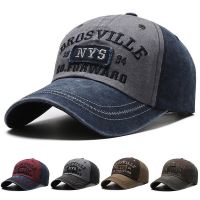 ❇ Four Seasons Men Baseball Cap Casual Distressed Washed Cotton Letter Embroidered Cap Bent Brim Dome Casual Sun Protection Hat