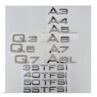 Chrome Shiny Silver Rear Trunk Letters Emblems Badges for Audi A3 A4 A5 A6 A7 A8 A4L A6L A8L Q3 Q5 Q7 35 40 45 50 55 TFSI