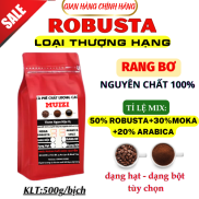 Cà phê hạt nguyên chất, cà phê hạt ROBUSTA rang bơ 500g loại thượng hạng