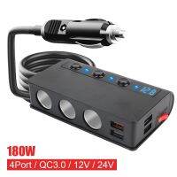 【hot】㍿♞  180W 24V 12V Car Splitter Ports USB Chargers 3.0 Type-C Socket With 10A Fuse Accessories