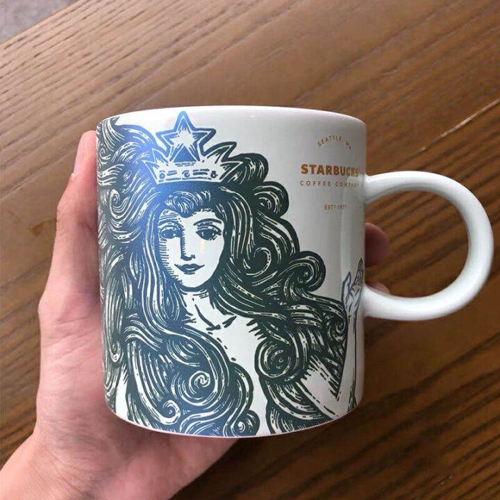 starbuck-mug-ถ้วยเซรามิค-ของขวัญฟรี-starbuck-ช้อนและ-coaster-355ml-mermaid-ocean-goddess-แก้วกาแฟเซรามิคคู่ถ้วยจำกัด-edition823