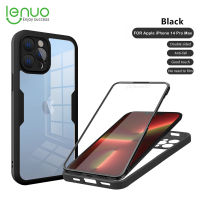 Lenuo 360 ° เคสซิลิโคนสำหรับ iPhone 15 14 Pro Max 14 15 Plus เคสมือถือกันกระแทกฟิล์มกันรอยฝาครอบสองด้าน