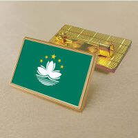 China Macau Special Administrative Region flag pin 2.5*1.5cm zinc alloy die-cast PVC colour coated gold rectangular medallion badge without added resin