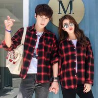 CODDian Zhen Lovers shirts long sleeve shirts spring and autumn Slim Korean style plaid shirts youth casual couple tops