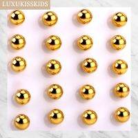 【LZ】❧  LUXUKISSKIDS-18K Brincos de bola banhados a ouro Brincos cirúrgicos de aço inoxidável a vácuo Conjuntos Piercing Clássicos Suave 10 Pares por lote