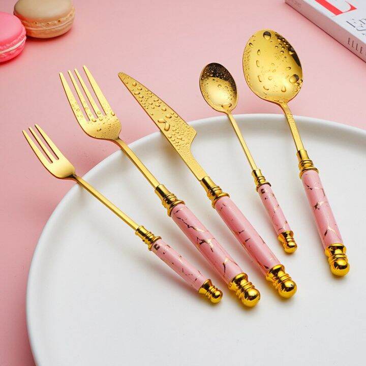 gold-dinnerware-set-stainless-steel-tableware-cutlery-fork-knife-spoon-flatware-set-ceramic-handle-travel-kitchen-silverware-50-flatware-sets