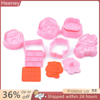 ? Heeney 6pcs Cookie cutters กับ Plunger POLES การ์ตูนน่ารักรูปแบบบิสกิตแม่พิมพ์