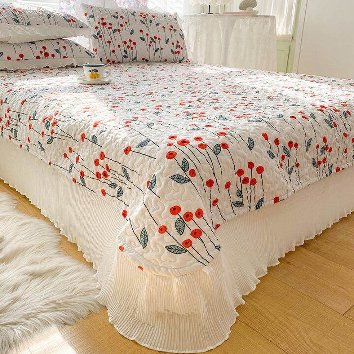 New Bedsheet with Lace Skirt Bed Cover Princess Style Chiffon Quilted