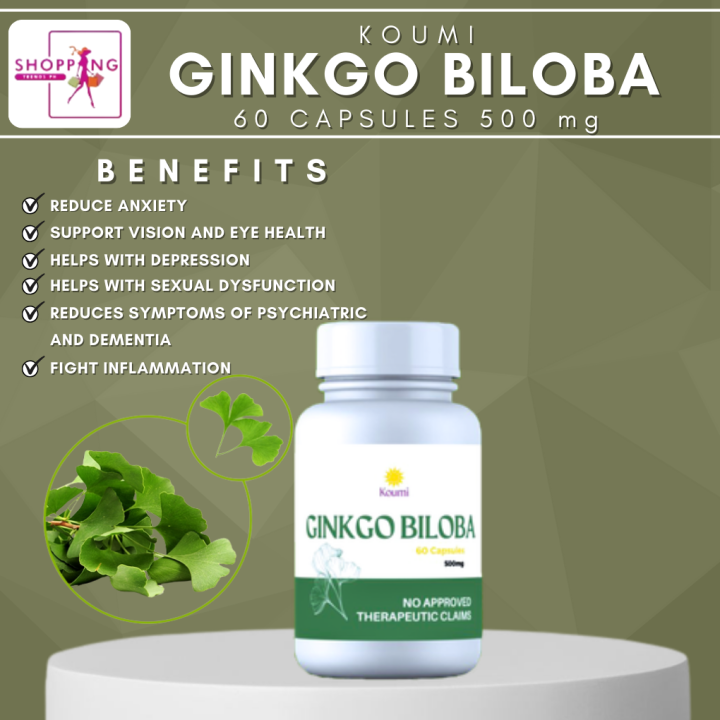 Koumi Ginkgo Biloba Capsule Supplement 💊 60caps 500mg Reduce Anxiety Depression Symptoms of