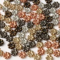 100pcs/lot Metal Gold Plated Wheel Flower Charm Loose Spacer Beads For Jewelry Making DIY Bracelet Supplies Accessories