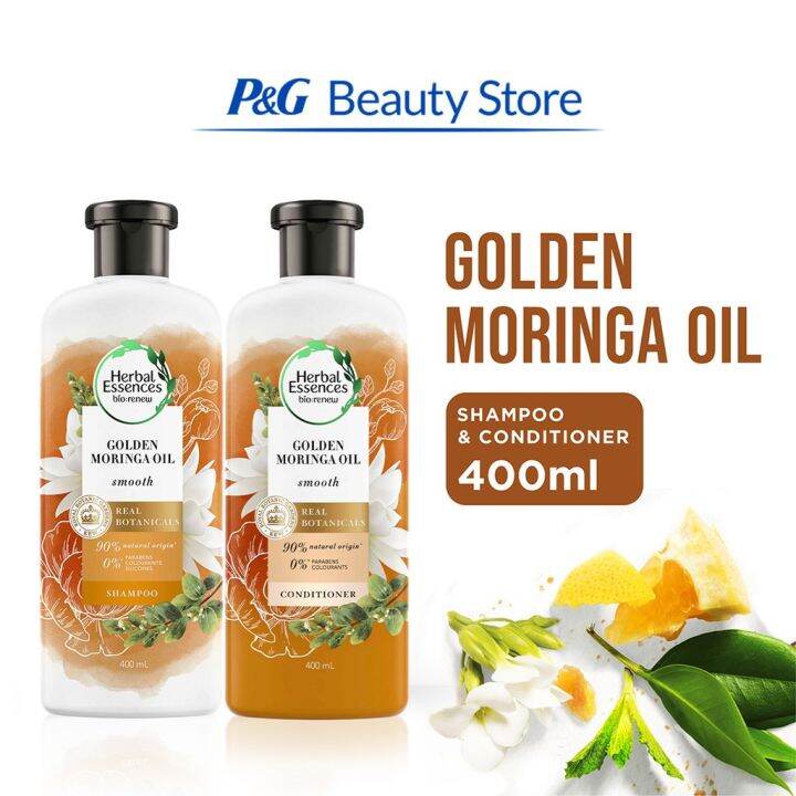 ♘Herbal Essences Smooth Golden Moringa Oil Shampoo + Conditioner 400mL ...