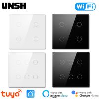 4/6 Gang Tuya WiFi RF433 US EU Smart Switch Brazil Wall Light Switch 4x4 Touch Panel Smart Life Control Via Alexa Google Home Power Points  Switches S