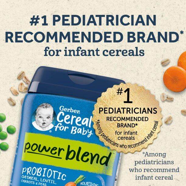 อาหารเด็กอ่อน-วัย6เดือนขึ้นไป-gerber-powerblend-probiotic-oatmeal-lentil-peach-amp-apple-baby-cereal-227-กรัม-ซีเรียลบดละเอียด-อาหารเสริมเด็กทารก-นำเข้าจากอเมริกา