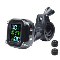 Motorcycle TPMS Motor Tire Pressure Tyre Temperature Monitoring Alarm System with 2 External Sensors USBCharging motos