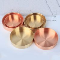 【YF】 Round Storage Tray Desk Metal  Organizer Small Object Gold Jewelry Dishes