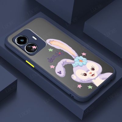 Vivo Y02S Rabbit Stellalou Contrast Button Matte Plastic Casing Skin Feeling Phone Case Soft Bumper Cover