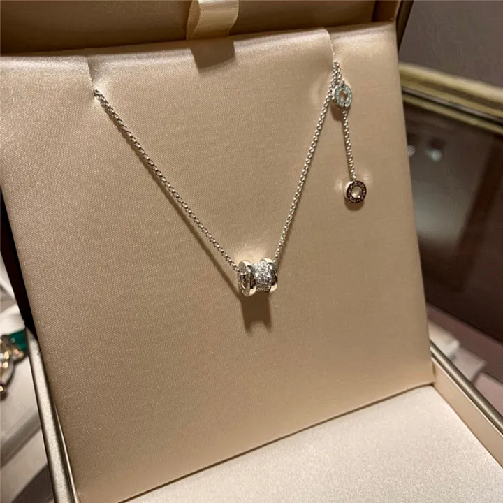 Ready Stock Official Bvlgari/Bulgari Full Diamond Small Waist Necklace for  Women18k Rose Gold White Gold Mini Spring Clavicle Chain Women Send Gift  for Girlfriend with Box | Lazada PH