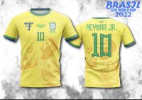 เสื้อพิมพ์ลาย ยอดฮิต ลาย ทีมชาติ เนย์มาร์ 2022 สีเหลือง BRAZIL NEYMAR